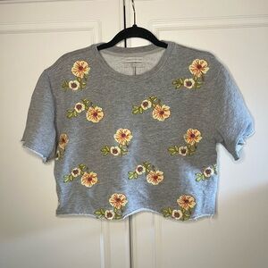 Urban Outfitters Cropped Embroidered Sweatshirt